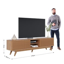 Rack Ripado Grande para Tv até 75 Pol 220x56cm Fortaleza Freijó - 4
