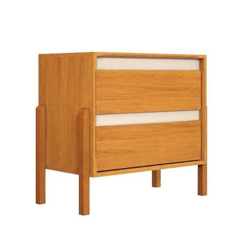 Mesa de Cabeceira Verona com 2 Gavetas Pés em Madeira Design Moderno para Quarto - Nature/off-white