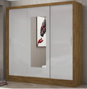 Ver imagem 1 de Guarda Roupa Solteiro com Espelho 3 Portas de Correr 3 Gavetas 179cm Dubai Cinamomo/Off White - Carioca Móveis
