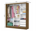 Ver imagem 2 de Guarda Roupa Solteiro com Espelho 3 Portas de Correr 3 Gavetas 179cm Dubai Cinamomo/Off White - Carioca Móveis