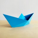 Ver imagem 2 de Estatueta Barquinho Origami P - 13,5cm comp. - Toque 3D:Azul Claro