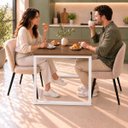 Ver imagem 4 de Mesa de Jantar Reforçada Industrial 70x60cm Tampo Marrom Pés Branco