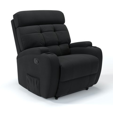 Poltrona do Papai Reclinável em Tecido Linho Cor Preto Manual com Massagem- Modelo Florença