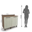 Ver imagem 2 de Balcão para Cozinha 2 Portas Evolution Plus Marrom/Tannat/Legno Crema
