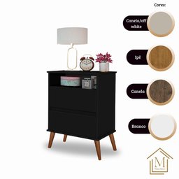 Kit Mesa de Cabeceira Onix Cor:preto Mizza Decor - 4