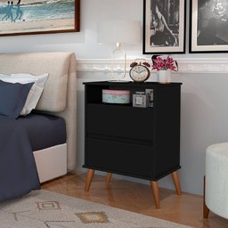 Kit Mesa de Cabeceira Onix Cor:preto Mizza Decor - 2