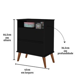 Kit Mesa de Cabeceira Onix Cor:preto Mizza Decor - 3