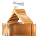 Ver imagem 2 de Kit 12 Cabides Madeira Verniz Ganho Cromado Barra Calça