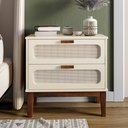 Ver imagem 1 de Mesa de Cabeceira Mdf Decorativa 2 Gavetas Vintage 60 Cm Santorini Off White