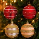 Ver imagem 1 de Bola de Natal para Decoração de Árvore Vermelho e Dourado Plástico 8cm Kit 24PÇS