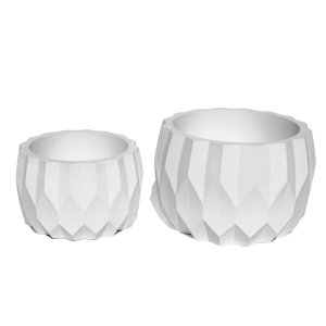 Vaso Decorativo Kit 2 Peças Vaso Losangos P e M Artesanal - Branco