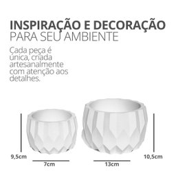 Vaso Decorativo Kit 2 Peças Vaso Losangos P e M Artesanal - Branco - 4