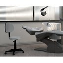 Ver imagem 2 de Cadeira Escritório Mocho Giratória Encosto Fidler p/Clinica/Laboratório/Dentista Preto/Couro Branco