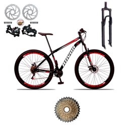 Bicicleta Aro 29 Suspensão Dianteira Bike Aço 21 Marchas Freio a Disco:vermelho Ferrari - 3