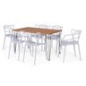 Conjunto Mesa De Jantar 130x80cm Com 6 Cadeiras - Cinza - 1