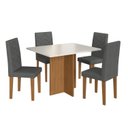 Ver imagem 1 de Conjunto Sala de Jantar 1 Mesa Tampo MDF Retangular com 4 Cadeiras Monaco Cinza/Freijo