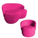 Ver imagem 2 de Kit Namoradeira + Poltrona Decorativa Beatriz Orgânica Veludo Rosa Pink