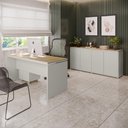 Ver imagem 6 de Conjunto de Escritório Office 3 Peças Mesa Gaveteiro Balcão Oslo Cor: Fendi e Freijó