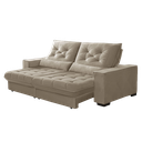Ver imagem 1 de Sofá Retrátil e Reclinável 2,30m Pillow Top Suede Juliette Bege | Camurça