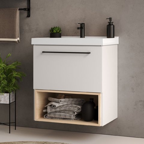 Gabinete para Banheiro sem Tampo 60cm Gales Branco/Faia