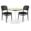 Ver imagem 1 de Conjunto Mesa de Jantar Redonda Majestic 70cm Branca com 2 Cadeiras Roma - All Black