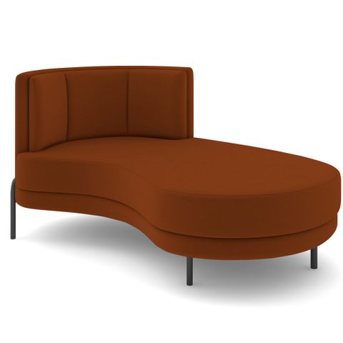 Chaise Longue Divã 164cm Braço Direito Logus D06 Veludo Telha - Mpozenato