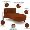 Ver imagem 3 de Chaise Longue Divã 164cm Braço Direito Logus D06 Veludo Telha - Mpozenato