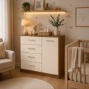 Ver imagem 1 de Cômoda 4 Gavetas com Porta para Quarto Multiuso Moderna - Off White