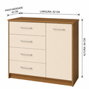 Ver imagem 3 de Cômoda 4 Gavetas com Porta para Quarto Multiuso Moderna - Off White