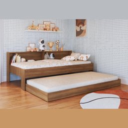Cama Solteiro com Cama Auxiliar Art In Móveis San Diego Marrom - 2