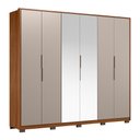 Ver imagem 1 de Guarda Roupa Casal Atrice 6 Portas Nogueira Touch/nude Prime Tx com 2 Espelhos e Pés - Demartêz
