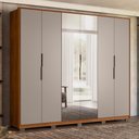 Ver imagem 2 de Guarda Roupa Casal Atrice 6 Portas Nogueira Touch/nude Prime Tx com 2 Espelhos e Pés - Demartêz
