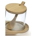 Ver imagem 2 de Porta Temperos 3 Potes com Tampa e Suporte em Bambu Mimo