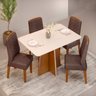 Conjunto Mesa de Jantar Vanda 1,20 Feijó/Off White com 4 Cadeiras Lídia - Veludo Moca - 2