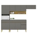 Ver imagem 1 de Cozinha Modulada Line Composição 8 Gris Freijó - Kits Paraná