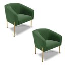 Ver imagem 1 de Cadeira Sala de Jantar Pé de Ferro Dourado Kit 2 Stella Suede D03 - D'Rossi Cor Verde