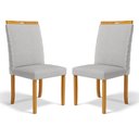 Ver imagem 1 de Kit com 2 Cadeiras Agnes Madeira Maciça Estofadas para Mesa de Jantar Linho Cinza 407