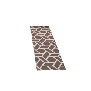 Tapete Passadeira Jacquard 1 Peça Antiderrapante Cozinha Corredor Quarto Sala:geométrico Marrom e Be