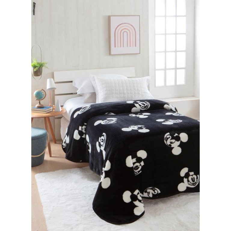 Cobertor Solteiro Mickey Preto e Branco Jolitex Ternille