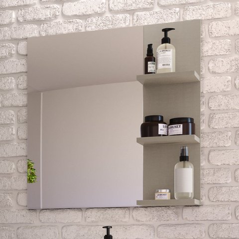 Espelheira para Banheiro 3 Prateleiras Nordic Cinza/Argento