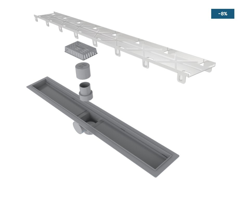 RALO VERSATA BASE PVC 60X8 CM COM TAMPA INVISIVEL - BF - AISI 304 - 1