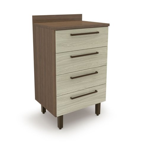 Balcão para Cozinha 4 Gavetas Evolution Plus Marrom/Tannat/Legno Crema