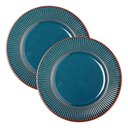 Ver imagem 1 de Jogo 2 Prato de Sobremesa Ceramica Azul Linear Rústico 20cm Lyor