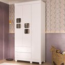 Ver imagem 1 de Guarda-roupa Infantil 92cm com Vidro 3 Portas e 2 Gavetas Sol Multimóveis Mp4419 Branco