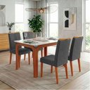 Ver imagem 3 de Conjunto Sala de Jantar Mesa Tampo em Vidro 1,20m Mel 4 Cadeiras Tati