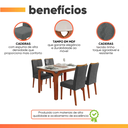 Ver imagem 6 de Conjunto Sala de Jantar Mesa Tampo em Vidro 1,20m Mel 4 Cadeiras Tati