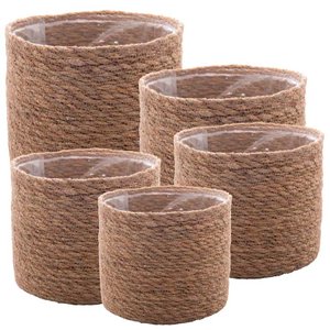 Conjunto 5 Cachepots de Fibra Natural com Forro de Plástico 29483 Wolff