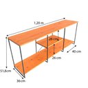 Ver imagem 5 de Kit Rack de TV Industrial 1,20m e Estante Escada Slim 5 Prateleiras Ferro e Madeira Carvalho e Preto