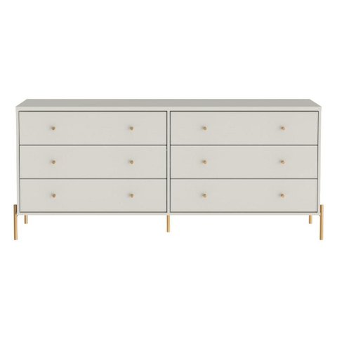 Cômoda com 6 Gavetas Jasper 180 Cm Off White Fosco com Dourado