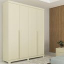 Ver imagem 1 de Guarda-Roupa Solteiro Imperatriz 4 Portas 2 Gavetas 100% MDF com Pés Off White - Gelius